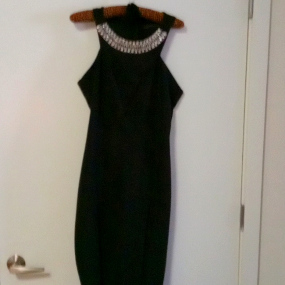 Zara Woman Elegant Black Dress with Rhinestones